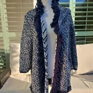 Lane Bryant Knit Navy and White Cardigan New W/ Tags